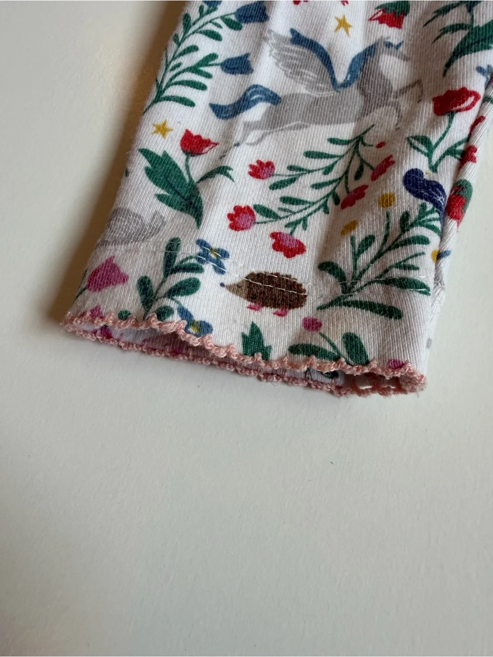 Kids Floral & Woodland Animal Leggings - White Base with Multicolor Print
